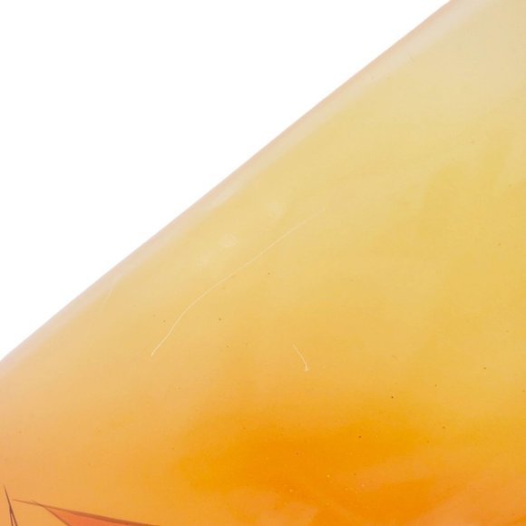 VTG Gold Sail Ship Glass Vase Satin Nautical Handpainted 10" Oval Eye MCM SIgned - Picture 10 of 12